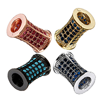 Cubic Zirconia Micro Pave Brass Beads, Column, plated, micro pave cubic zirconia, more colors for choice, 7x10x7mm, Hole:Approx 3mm, 5PCs/Lot, Sold By Lot
