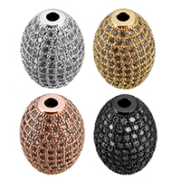 Cubic Zirconia Micro Pave Brass Beads, Oval, plated, micro pave cubic zirconia, more colors for choice, 11x16x11mm, Hole:Approx 2mm, 5PCs/Lot, Sold By Lot