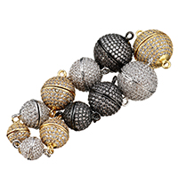 Brass Magnetic Clasp Round plated & micro pave cubic zirconia & single-strand Sold By Lot