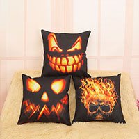 Cushion Cover, Cotton Fabric,  Square, with skull pattern & Halloween Jewelry Gift & different designs for choice, 450x450mm, Sold By PC