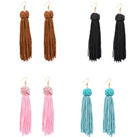 Fashion Fringe Earrings Zinc Alloy with Nylon Cord iron earring hook gold color plated lead & cadmium free Sold By Pair