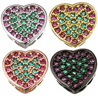 Cubic Zirconia Micro Pave Brass Beads Heart plated multihole & micro pave cubic zirconia Approx 2mm Sold By Lot