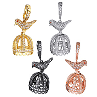 Brass Tassel Cap Bail, Bird, plated, micro pave cubic zirconia, more colors for choice, 17x27x16mm, 3x14.5x10mm, Hole:Approx 6.5x9mm, Inner Diameter:Approx 13x13mm, 10PCs/Lot, Sold By Lot