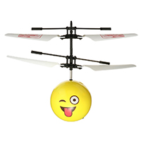 Plastic Flyvende bold drone helikopter, Runde, serie om ansigtsudtryk, gul, 160x120mm, Solgt af PC