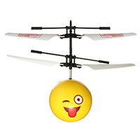 Plastic Flying Ball Drone Helicopter, Round, facial expression series, yellow, 160x120mm, Sold By PC