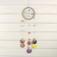 Fashion Dream Catcher, Iron, with Linen & Shell & Crystal, Flat Round, faceted, lead & cadmium free, 600x110mm, Sold By PC