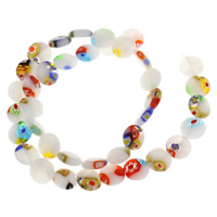 Millefiori Lampwork Beads, Glass Chevron, Flat Round, handmade, 9.5x3mm, Hole:Approx 1mm, Approx 38PCs/Strand, Sold Per Approx 13.5 Inch Strand