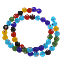 Millefiori Lampwork Beads, Glass Chevron, Round, handmade, 8mm, Hole:Approx 1mm, Approx 49PCs/Strand, Sold Per Approx 14 Inch Strand