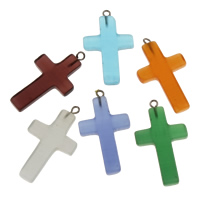 Fashion Lampwork Pendants with zinc alloy bail Cross handmade mixed colors Approx 2mm Sold By PC