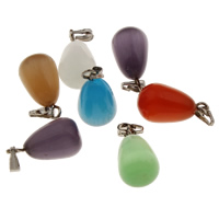 Cats Eye Pendants with zinc alloy bail Teardrop mixed colors Approx 2mm Sold By PC