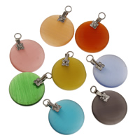 Cats Eye Hangers, met zinklegering borgtocht, Rond plat, gemengde kleuren, 20mm, Gat:Ca 2mm, Verkocht door PC