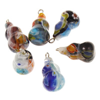 Fashion Lampwork Pendants with zinc alloy bail Calabash handmade Approx 2mm Sold By PC