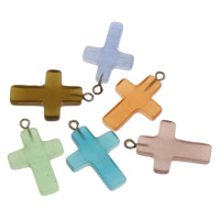 Cats Eye Pendants with zinc alloy bail Cross mixed colors Approx 2mm Sold By PC
