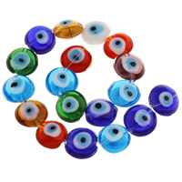 Böser Blick Lampwork Perlen, handgemacht, böser Blick- Muster, 16x8mm, Bohrung:ca. 1mm, ca. 18PCs/Strang, verkauft per ca. 11 ZollInch Strang