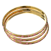 Bracelete de aço inoxidável, Rosca, cromado de cor dourada, para mulher, 5.50mm, Diametro interno:Aprox 68mm, 3PCs/Defina, vendido por Defina