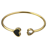 Stainless Steel Cuff Bangle gold color plated for woman & enamel & with rhinestone  3mm Inner Approx Sold By PC