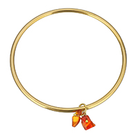 Bracelete de aço inoxidável, with ágata, Rosca, cromado de cor dourada, para mulher, 7x9mm, 3mm, 5x11.5mm, Diametro interno:Aprox 68mm, vendido por PC