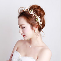 Bridal Hair Band Zinc Alloy with Satin Ribbon & Polyester & Glass Pearl plated for bridal & for woman & with rhinestone nickel lead & cadmium free 370mm Sold Per Approx 14.6 Inch Strand