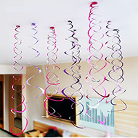 Hængende ornamenter, PVC-plast, med Laser Paper, Helix, spejleffekt & bryllupsgave, flere farver til valg, 150mm, 6pc'er/sæt, Solgt af sæt