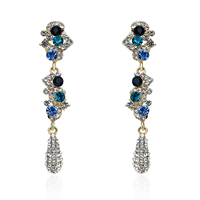Zinc Alloy Drop Earring stainless steel post pin gold color plated with rhinestone lead & cadmium free Sold By Pair