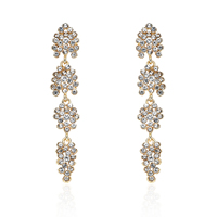 Zinc Alloy Drop Earring stainless steel post pin gold color plated with rhinestone lead & cadmium free Sold By Pair