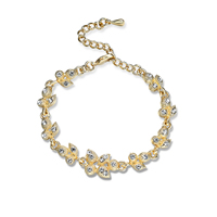 Bracelet en alliage de zinc, Placage de couleur d'or, pour femme & avec strass, sans plomb et cadmium, 225mm, Vendu par Environ 8.5 pouce brin