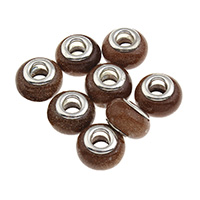 Goldstone European Bead, brass double core without troll, 14x9mm, Hole:Approx 5mm, 20PCs/Bag, Sold By Bag