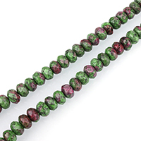 Ruby in Zoisite Beads, Rondelle, dyed & faceted, 5x8mm, Hole:Approx 1mm, Approx 76PCs/Strand, Sold Per Approx 15 Inch Strand