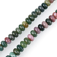 Natural Indian Agate Beads, Rondelle, faceted, 5x8mm, Hole:Approx 1mm, Approx 76PCs/Strand, Sold Per Approx 15 Inch Strand