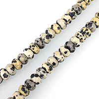 Dalmatische Beads, Dalmatiër, Rondelle, gefacetteerde, 5x8mm, Gat:Ca 1mm, Ca 75pC's/Strand, Per verkocht Ca 15 inch Strand