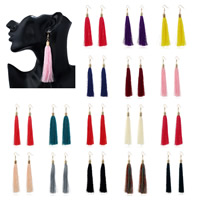 Mode-Fringe-Ohrringe, Zinklegierung, mit Nylonschnur, Eisen Haken, goldfarben plattiert, keine, frei von Blei & Kadmium, 120x30mm, verkauft von Paar