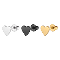 Stainless Steel Stud Earrings, 316 Stainless Steel, Heart, plated, Unisex, more colors for choice, 8mm, Sold By Pair