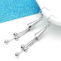 925 Sterling Silver Drop &  Dangle Earrings, platinum plated, for woman, 60mm, Sold By Pair