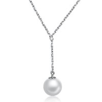 925 Sterling Silver Pearl Necklace with South Sea Shell with 1.9lnch extender chain platinum plated natural & oval chain & for woman Sold Per Approx 16 Inch Strand