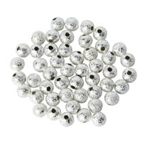 Brass Jewelry Beads, Round, silver color plated, nickel, lead & cadmium free, 4mm, Hole:Approx 1.5mm, 100PCs/Bag, Sold By Bag