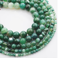 Natürliche Streifen Achat Perlen, Synthetischer Achat, rund, synthetisch, verschiedene Größen vorhanden, grün, verkauft per ca. 15 ZollInch Strang