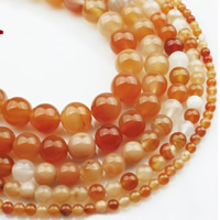 Prirodni Red ahat perle, Red Agate, Krug, prirodan, različite veličine za izbor, Prodano Per Približno 15 inčni Strand