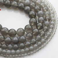 Natürliche graue Achat Perlen, Grauer Achat, rund, verschiedene Größen vorhanden, verkauft per ca. 15 ZollInch Strang