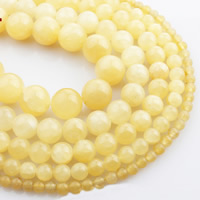 Jade Perlen, gelbe Jade, rund, natürlich, verschiedene Größen vorhanden, verkauft per ca. 15 ZollInch Strang
