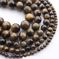 Tiger Eye Beads, Runde, naturlig, forskellig størrelse for valg, Solgt Per Ca. 15 inch Strand