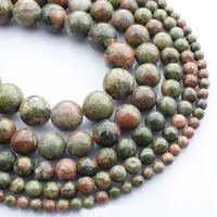 Unakit Perlen, Unakite, rund, natürlich, verschiedene Größen vorhanden, verkauft per ca. 15 ZollInch Strang