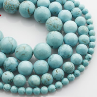 Türkis Perlen, rund, natürlich, verschiedene Größen vorhanden, grün, verkauft per ca. 15 ZollInch Strang