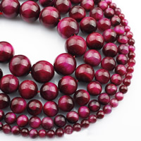 Tigerauge Perlen, rund, natürlich, verschiedene Größen vorhanden, rosakarmin, verkauft per ca. 15 ZollInch Strang