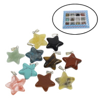 Gemstone Pendants Jewelry with Zinc Alloy Star  Approx 2mm Sold By Box