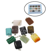 Pingentes em  jóias, misto de pedras semi-preciosas, with liga de zinco, 130x100x18mm, 15x24x7mm, Buraco:Aprox 2mm, 12PCs/box, vendido por box