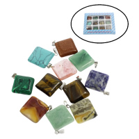 Gemstone Pendants Jewelry with Zinc Alloy Square  Approx 2mm Sold By Box
