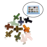 Gemstone Pendants Jewelry with Zinc Alloy Cross  Approx 2mm Sold By Box