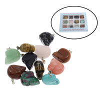 Gemstone Hängen Smycken, Ädelsten, med Zink Alloy, Skull, 130x100x18mm, 20x20x10mm, Hål:Ca 2mm, 12PC/Box, Säljs av Box