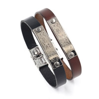 Unisex Bracelet Cowhide with Zinc Alloy plated with letter pattern nickel lead & cadmium free 10mm Sold Per Approx 8.6 Inch Strand