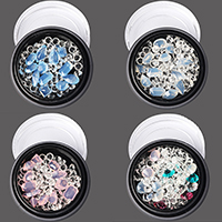 3D Nail Art Decoration, Resin Rhinestone, with Plastic Box & Rhinestone, more colors for choice, 40x14.5mm, Sold By Box